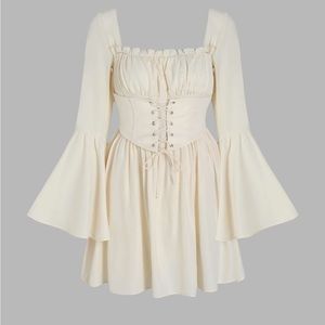 Shop Cider Solid Laceup Ruffle Mini Dress